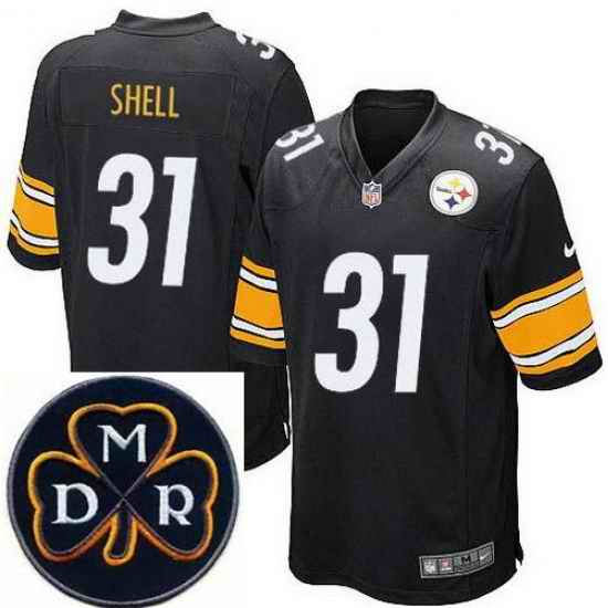 Men's Nike Pittsburgh Steelers #31 Donnie Shell Elite Black NFL MDR Dan Rooney Patch Jersey